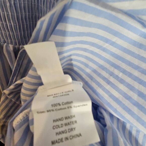 Miabellegirls Smocked Cotton Summer Dress Mattress Stripe Tiered Midi Women's S - Picture 7 of 9